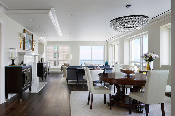 Chicago Luxury Home Builders - 250 E Pearson living room and dining room