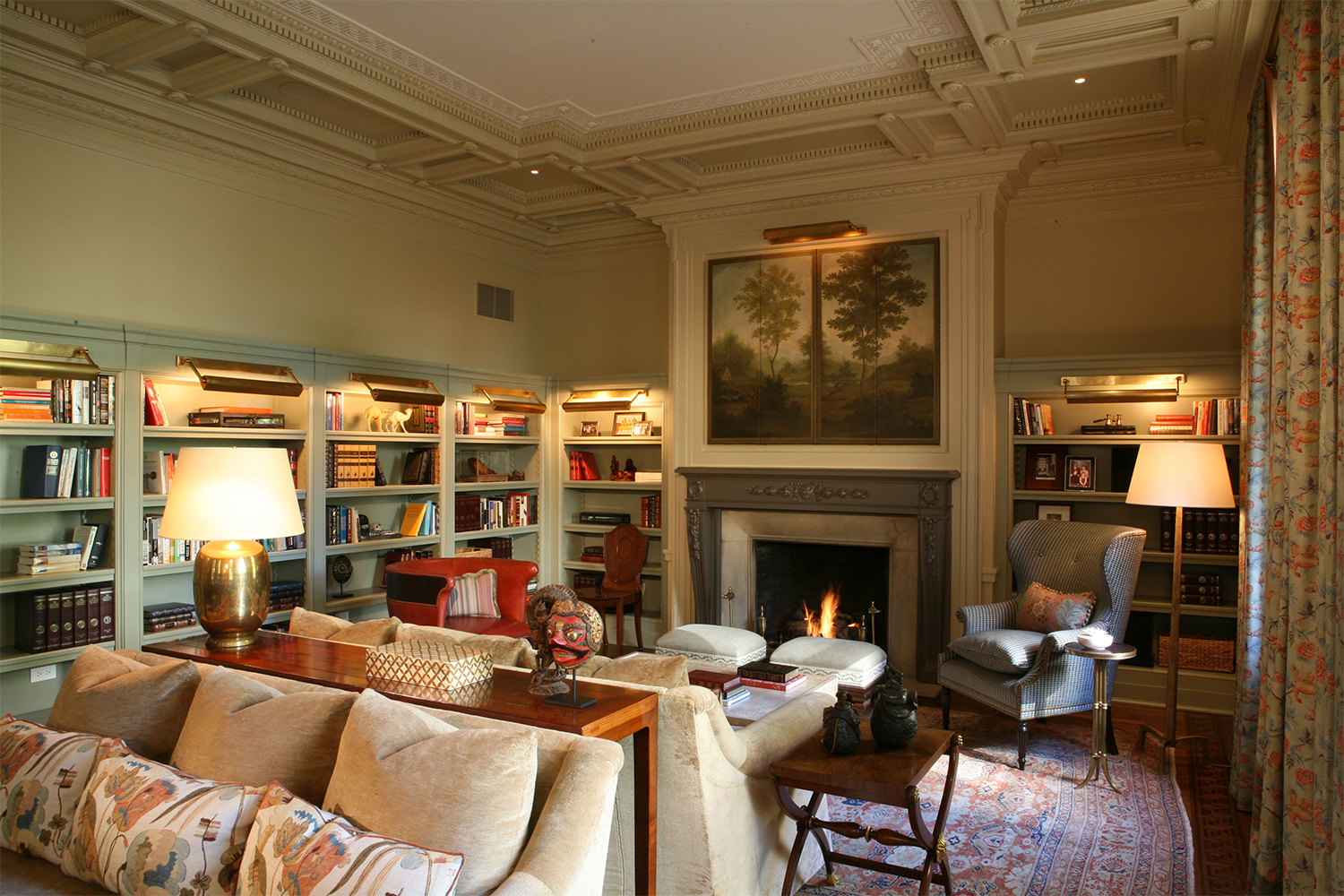 Chicago Historic Home Renovation - State Parkway Residence study with fireplace