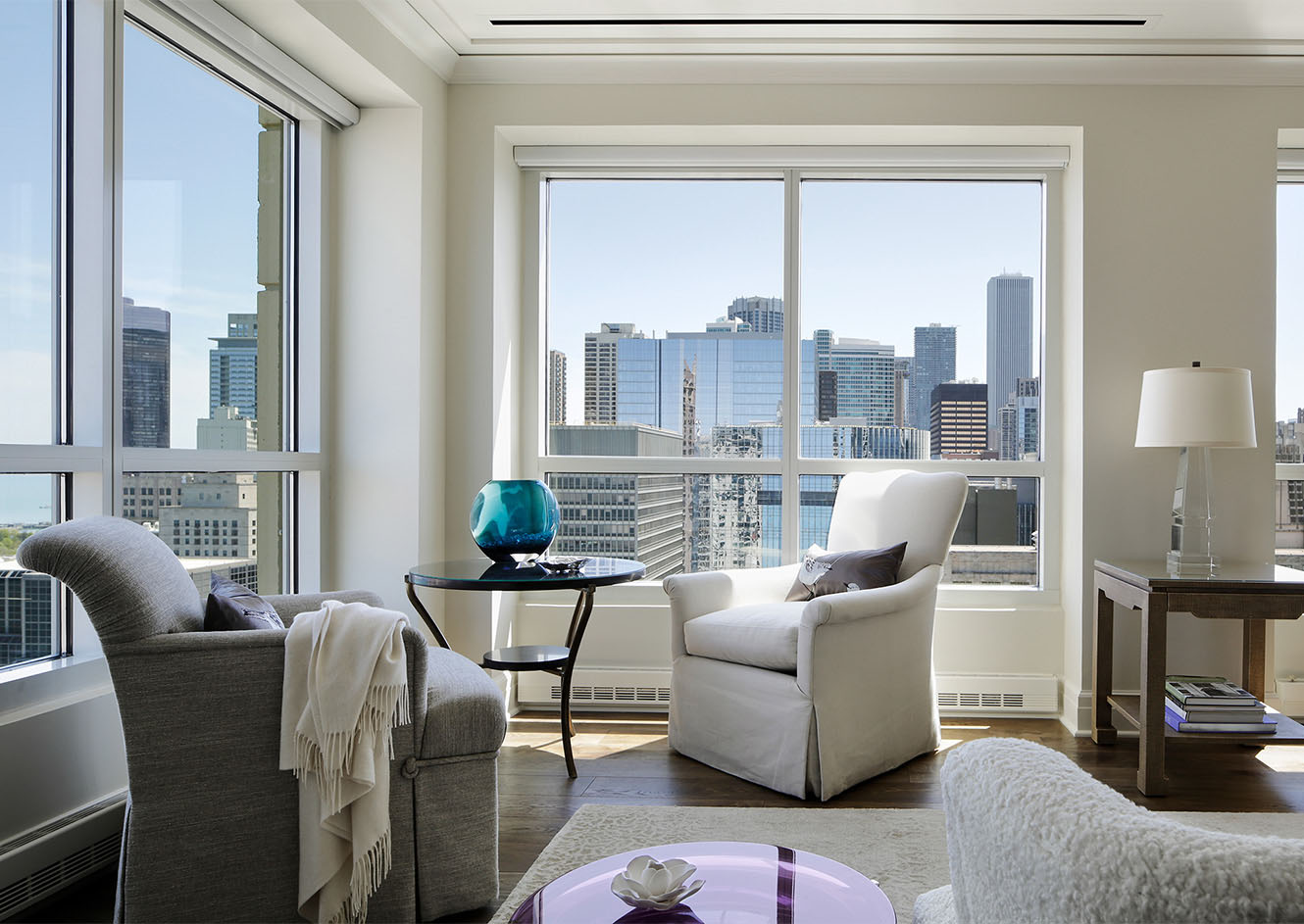 Chicago Luxury Home Builders - 250 E Pearson bedroom with skyline views