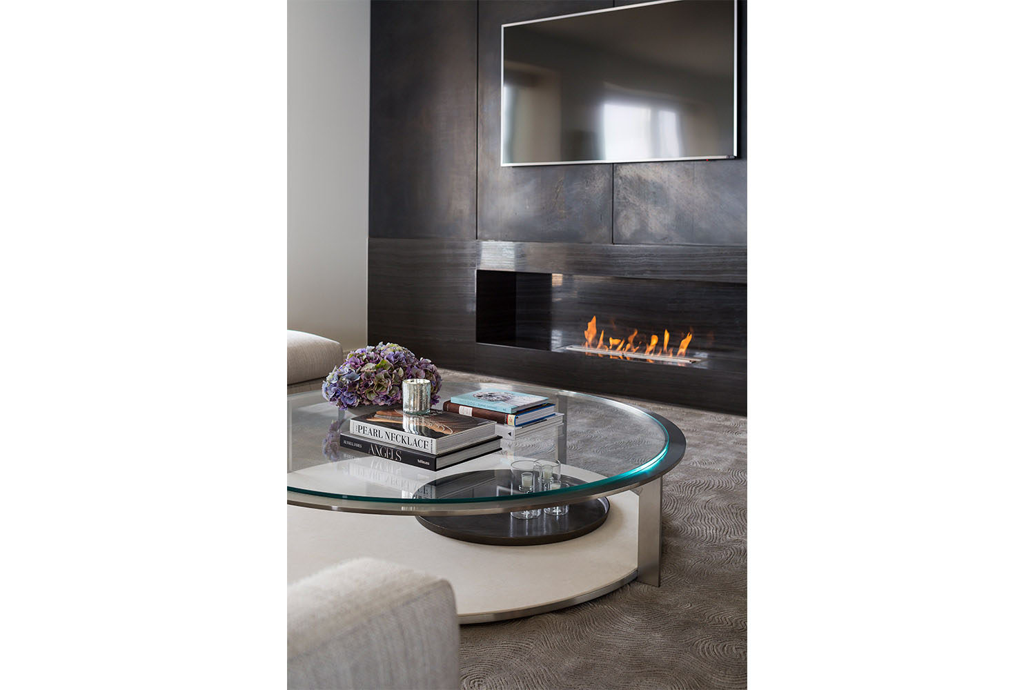 Chicago Luxury Home Builders - One Magnificent Mile living room with fireplace