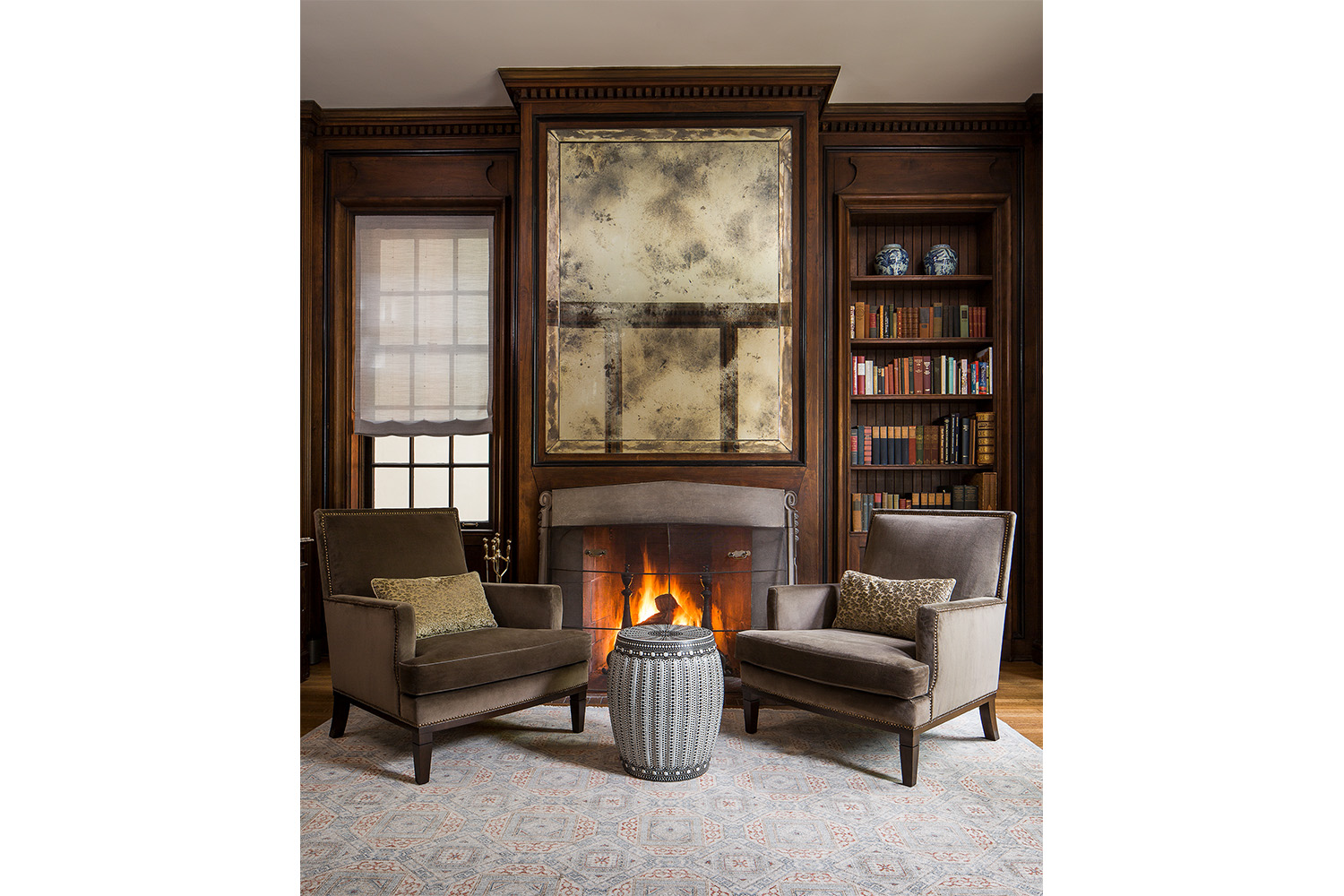 Historic Home Restoration & Renovation - Hyde Park Chicago study and fireplace