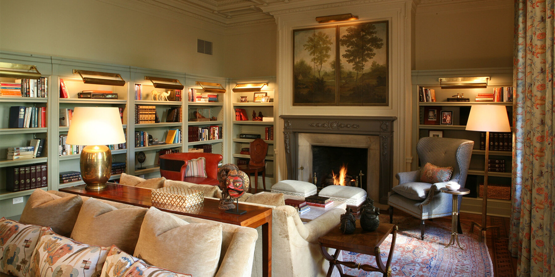 Chicago Historic Home Renovation - State Parkway Residence study with fireplace