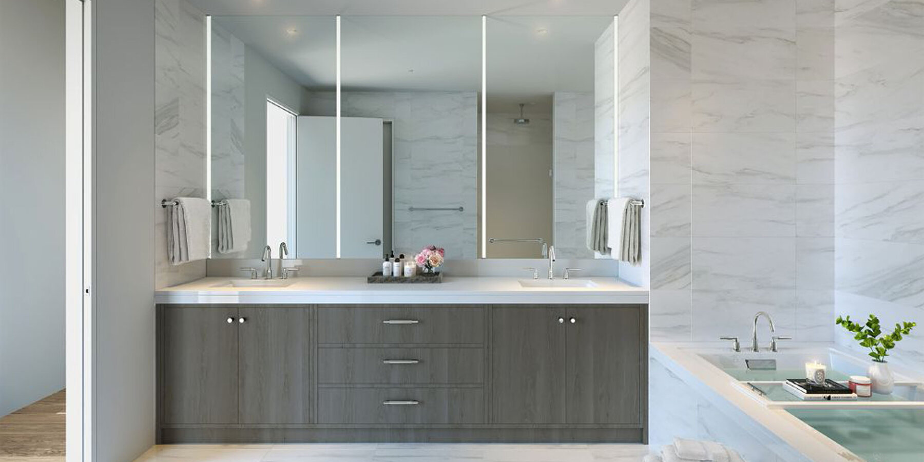 Historic Restoration Condo Construction - Fifteen Fifty on the Park interior rendering of bathroom