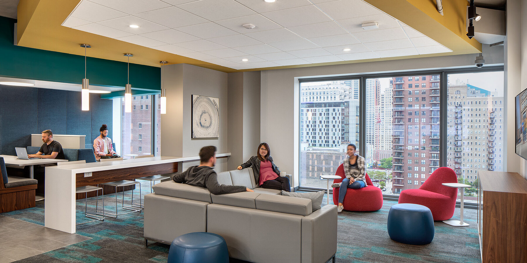 Luxury Apartment Complex Construction - 30 East interior community lounge space