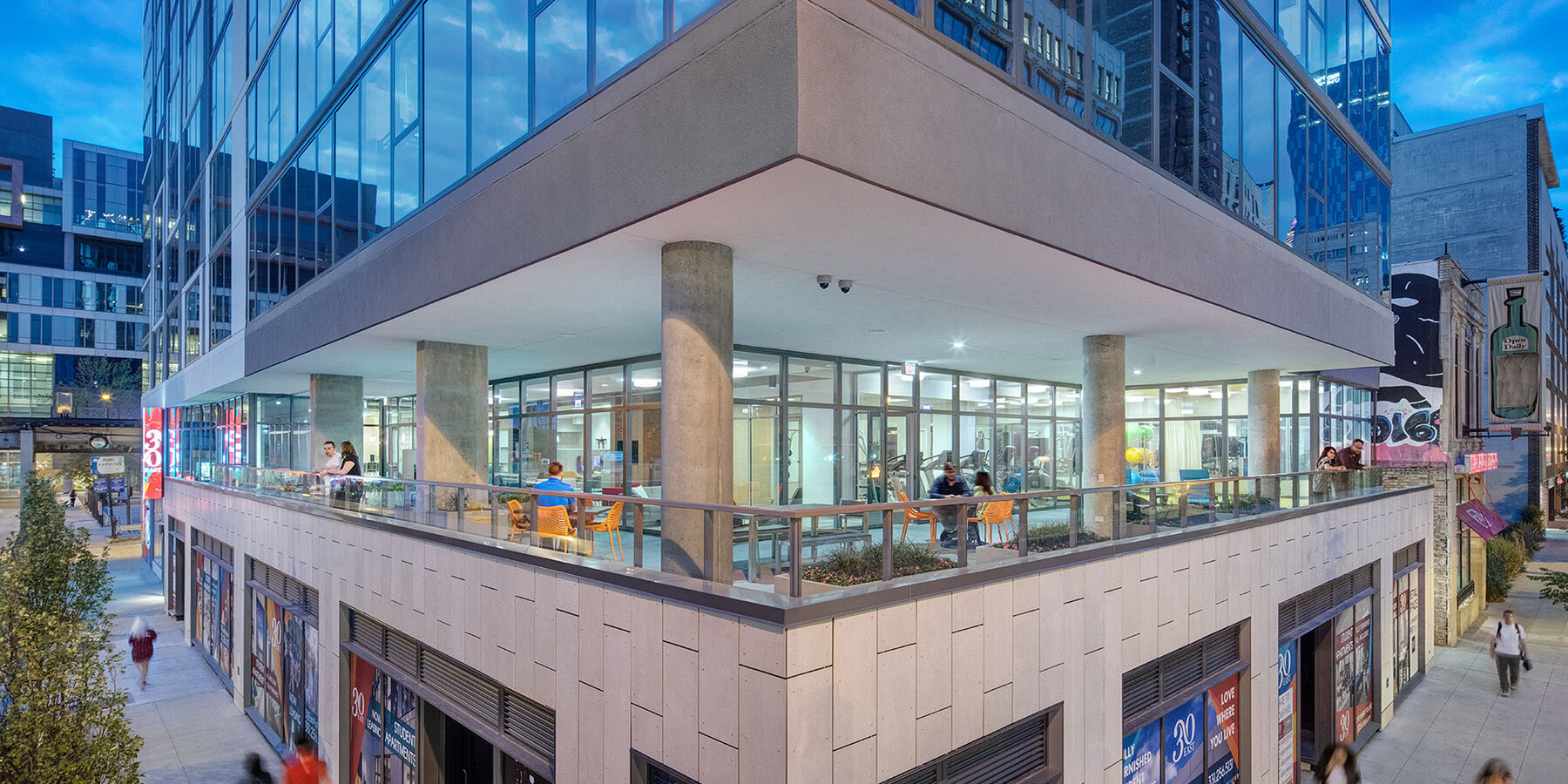 Luxury Apartment Complex Construction - 30 East terrace at dusk