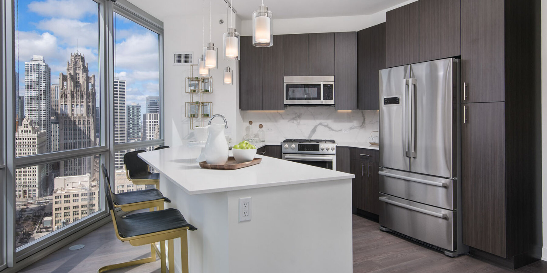 Apartment Complex Construction Company - 465 North Park condo kitchen with city views