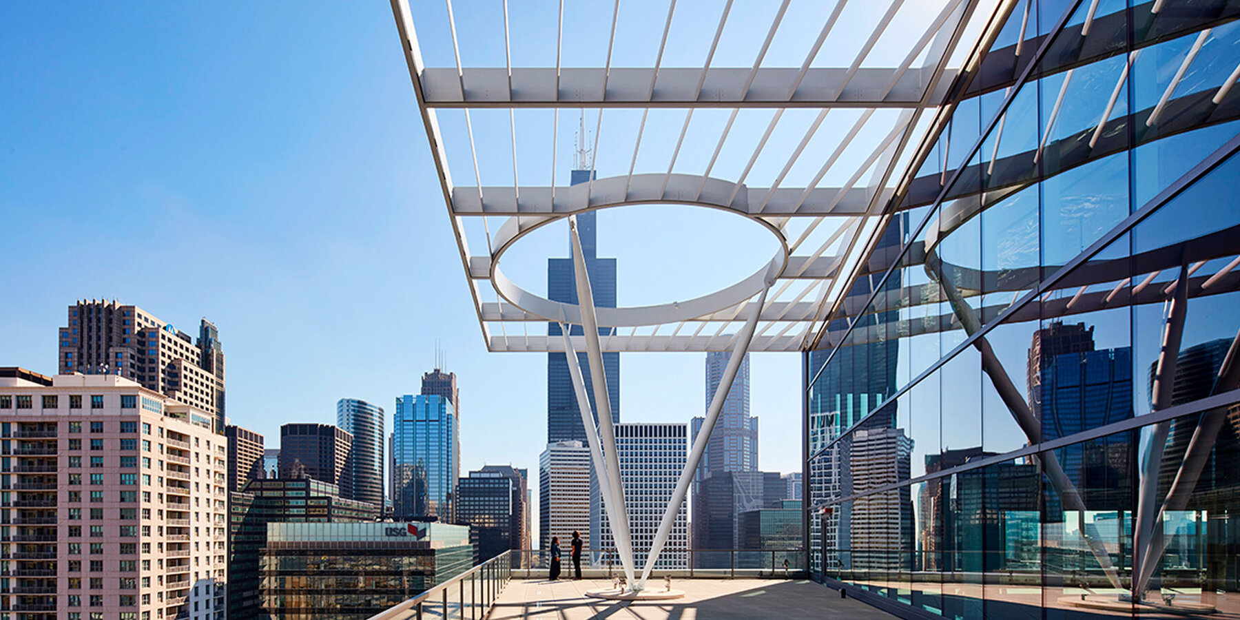 LEED Certified Office Construction Chicago - 625 W Adams exterior terrace angle view