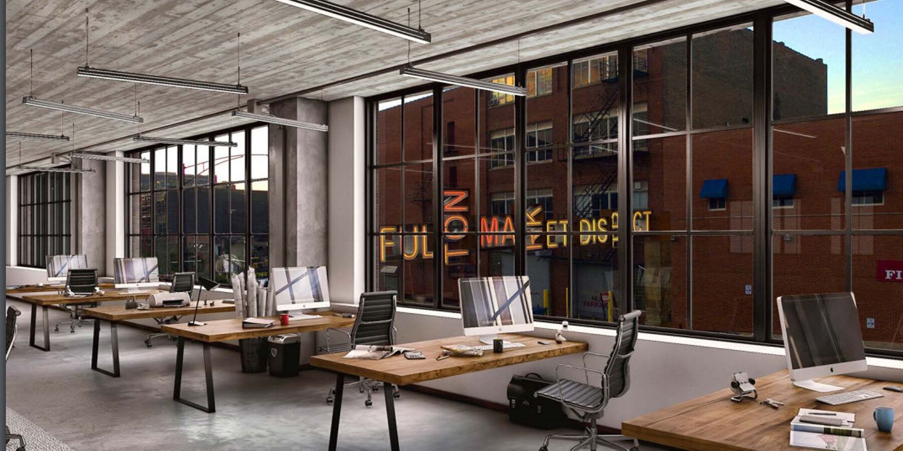 High End Office Construction Chicago - 811 W Fulton interior rendering