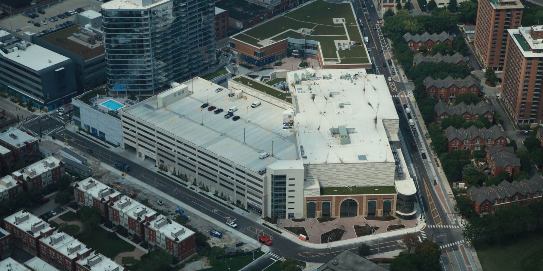 Urban Retail Center Construction - New City Chicago aerial view