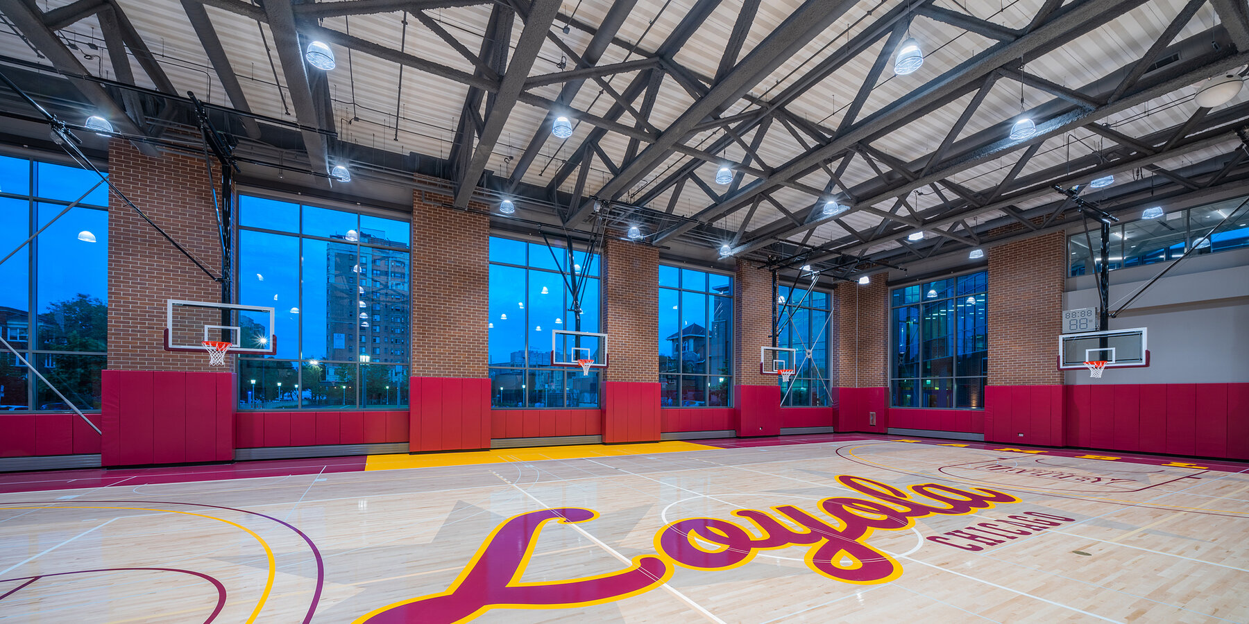 University construction - Alfie Norville Practice Facility basketball court