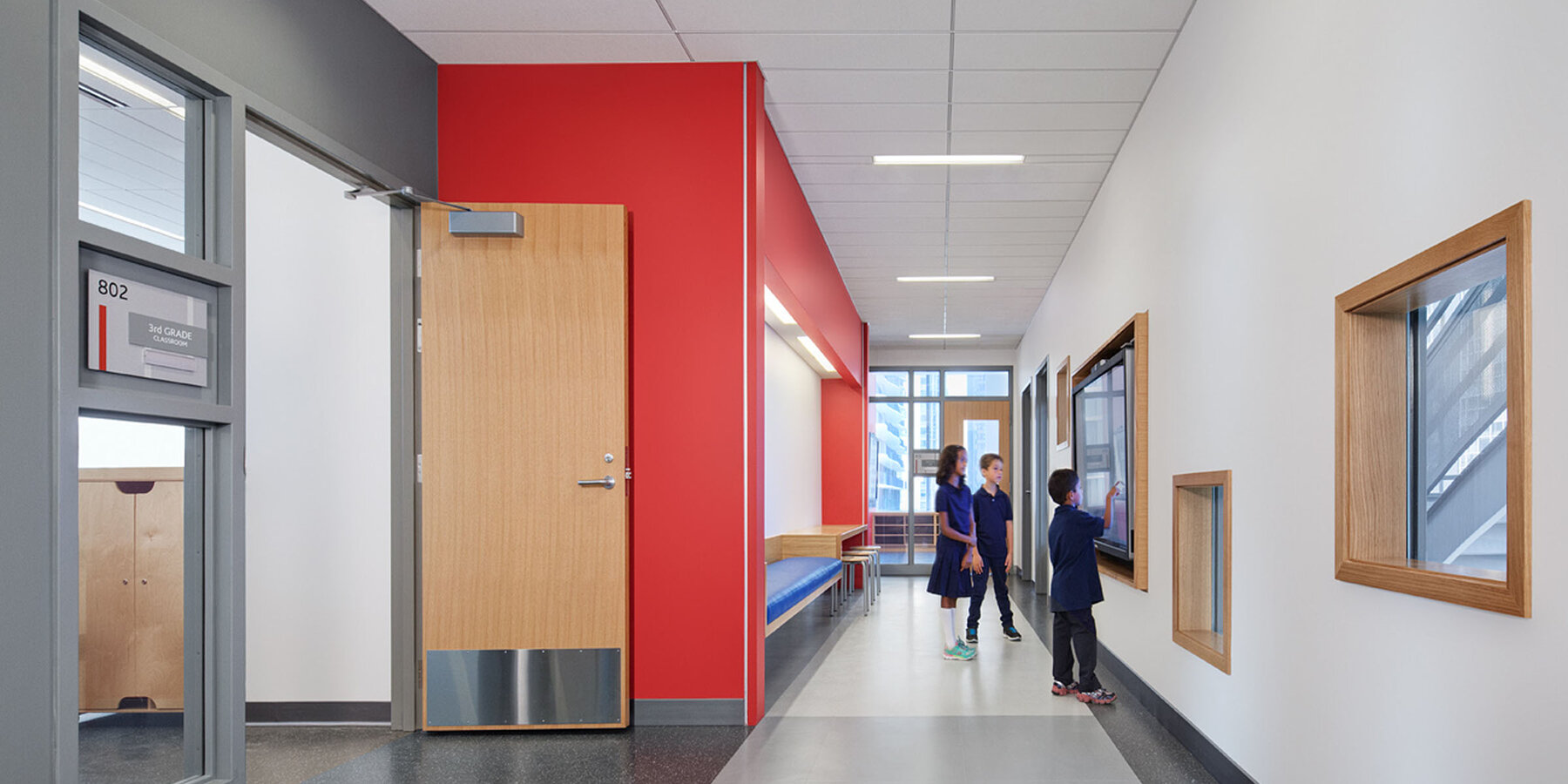 Chicago Top School Construction - Gems World Academy hallway seating