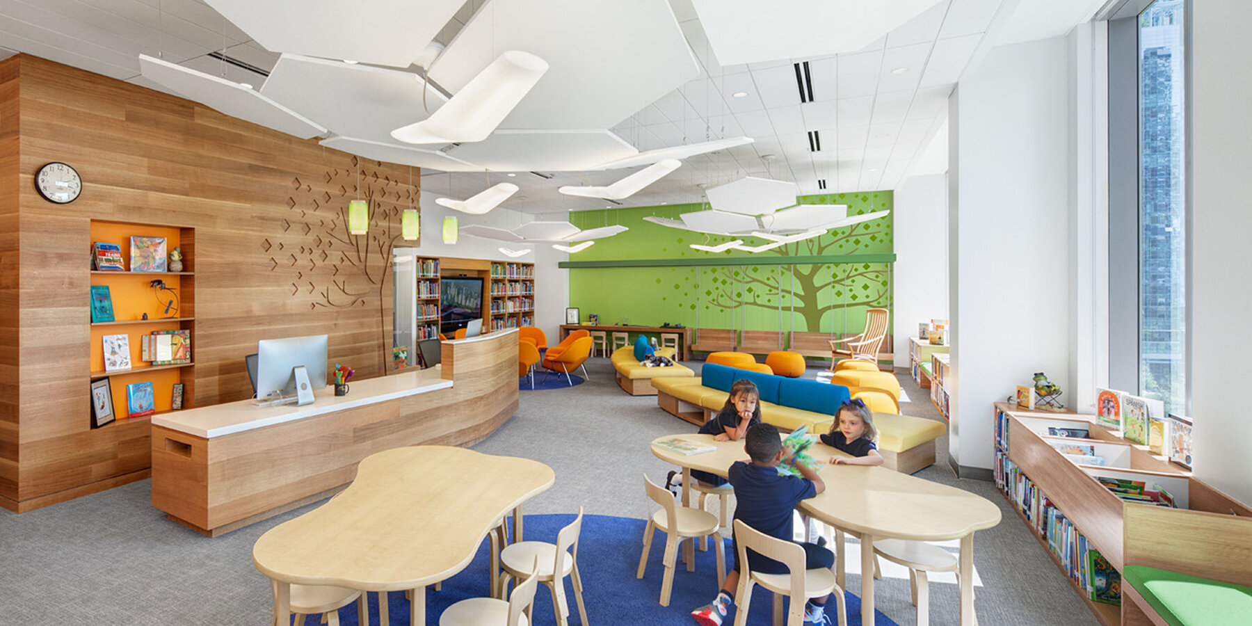 Chicago Top School Construction - Gems World Academy library seating