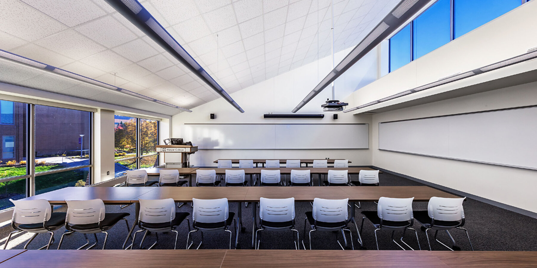 Higher education construction - Harper College campus classroom with skylight 