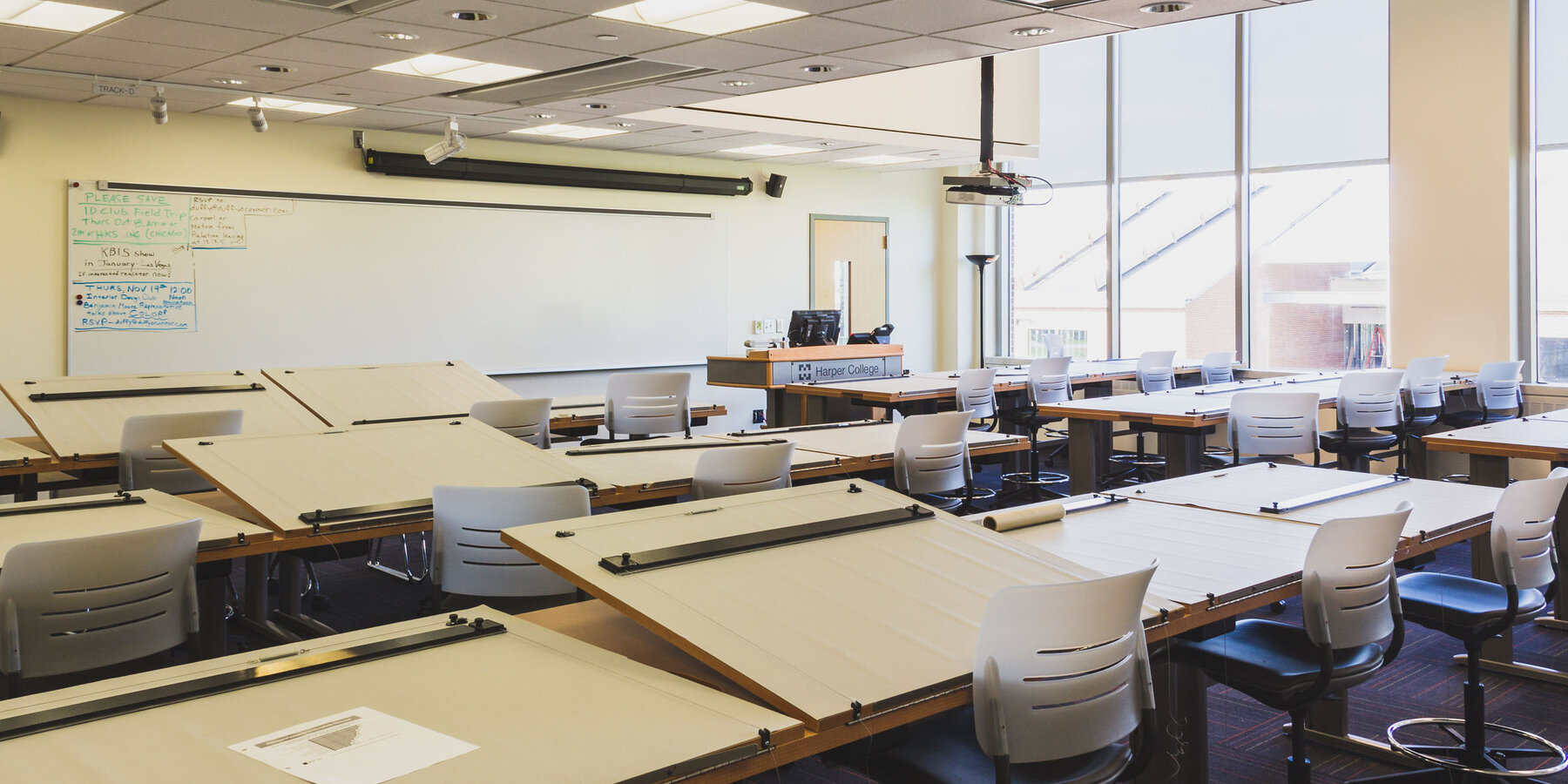 Higher education construction - Harper College campus drafting room