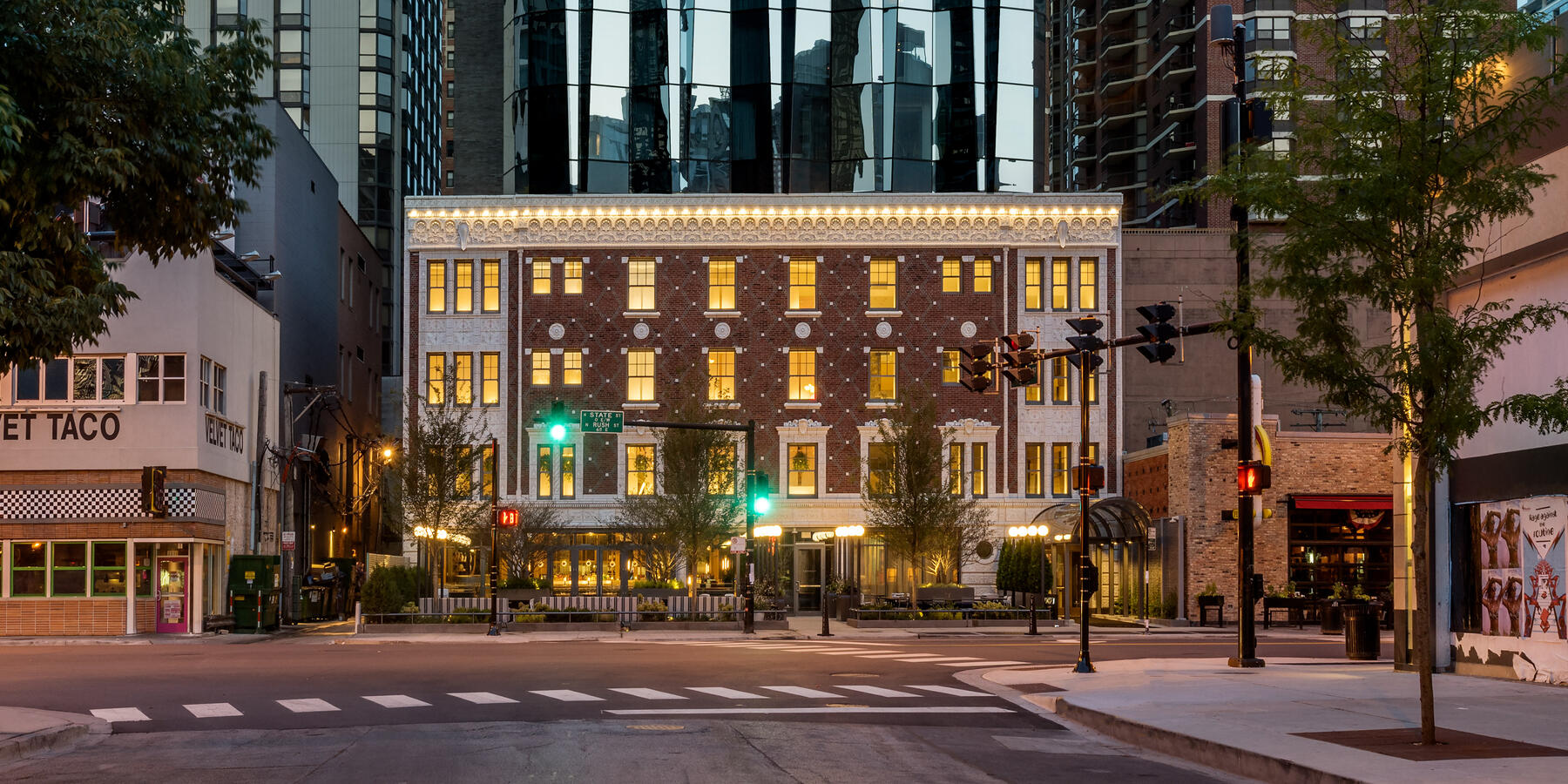 Historic facade restoration of the Viceroy Hotel in Chicago