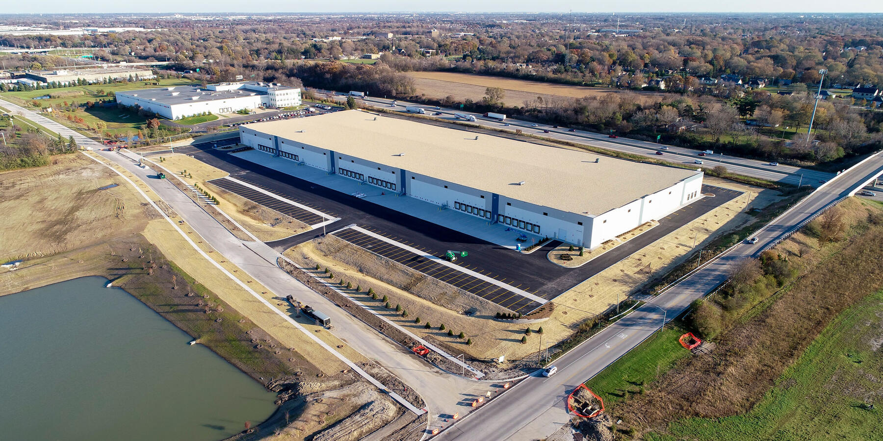 Industrial Construction - I88 and Mitchell Road Warehouse exterior aerial view