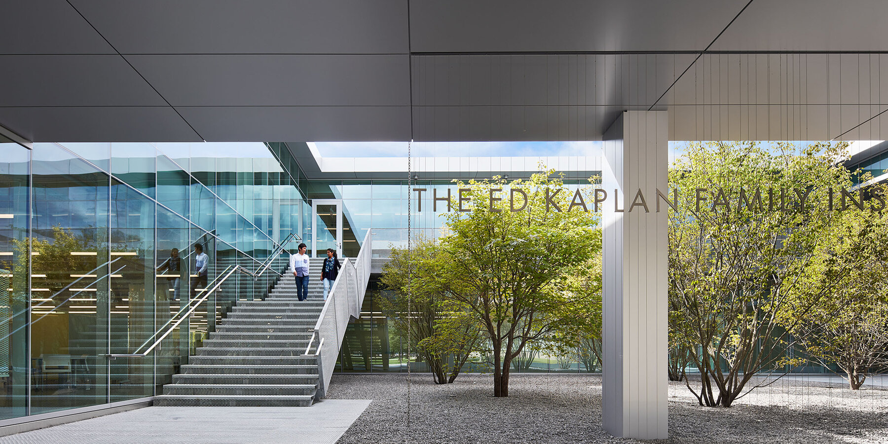 Education construction - IIT Ed Kaplan Institute exterior courtyard stairs