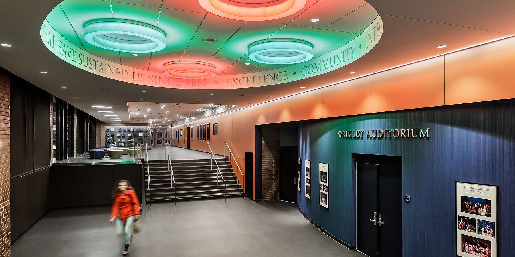 Education construction - The Latin School Renovations interior lobby ceiling