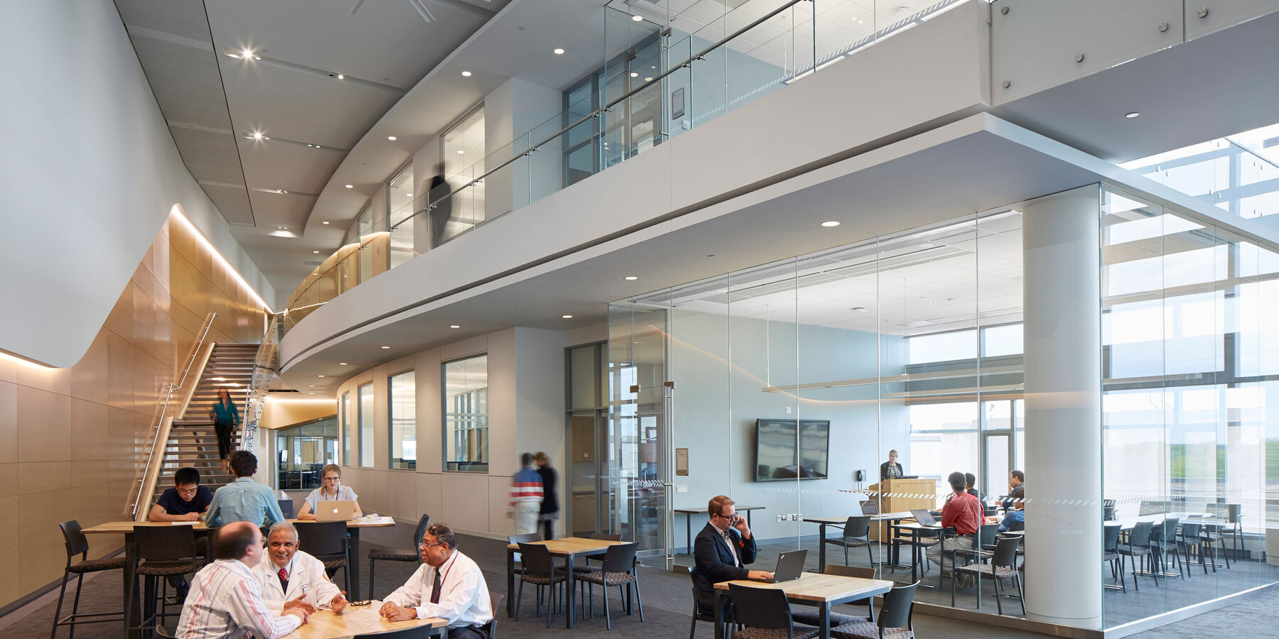 Life Sciences Construction Project - Loyola Chicago CTRE interior grand staircase and two-story atrium