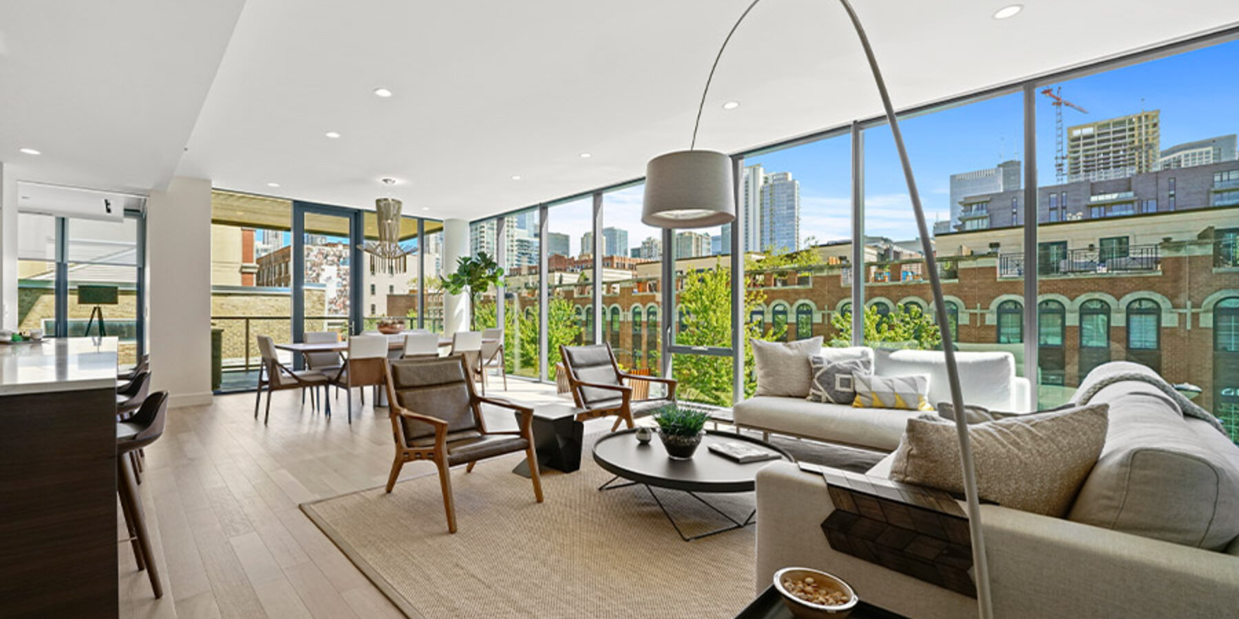 Power Construction Superior House Multifamily Residences Condominiums Residential River North Chicago Interior Living Room