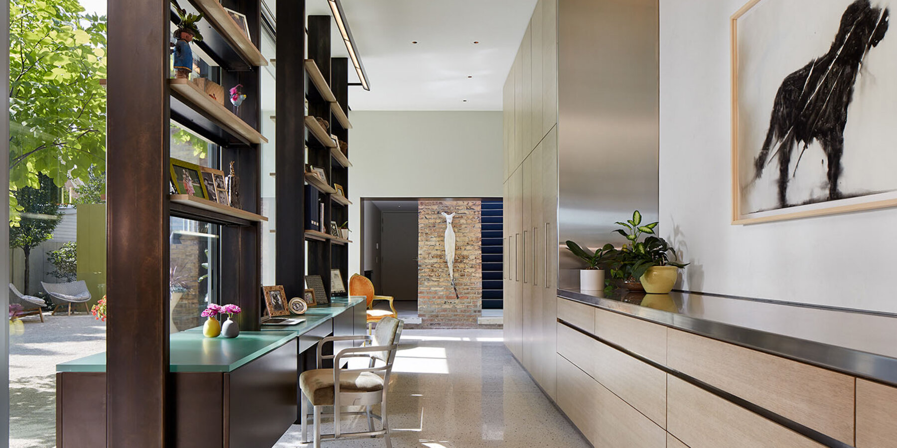 Custom Home Builders Chicago - Wicker Park Residence hallway with built-in shelving
