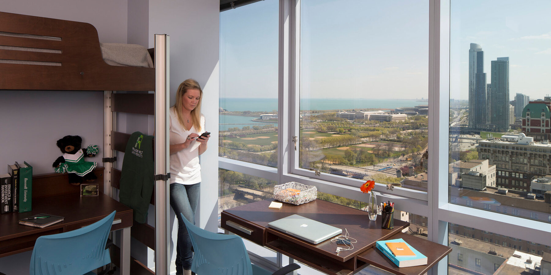 Campus Construction - Roosevelt University Renovation student housing doorm room