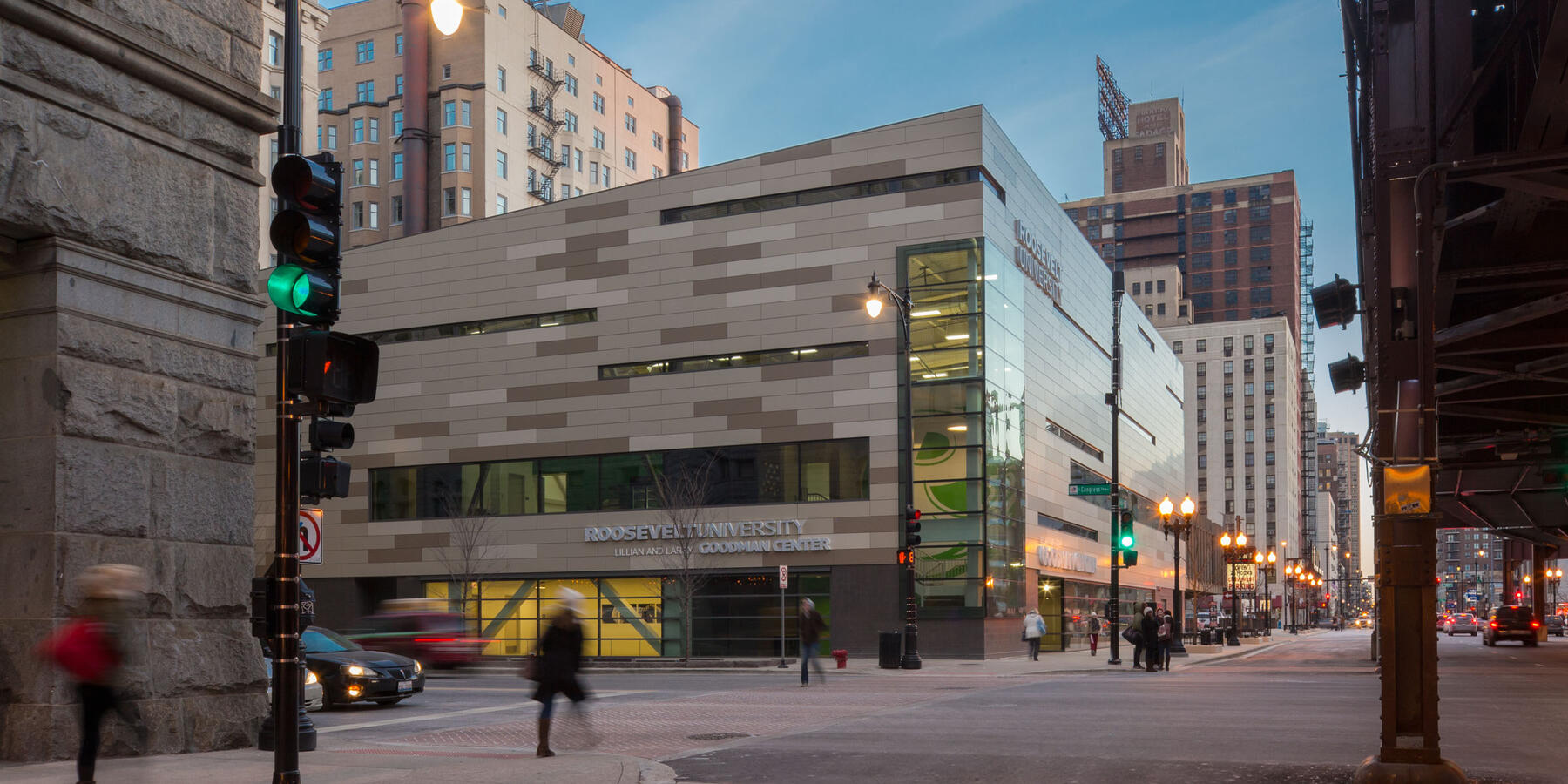 Campus Construction - Roosevelt University Renovation facade corner view