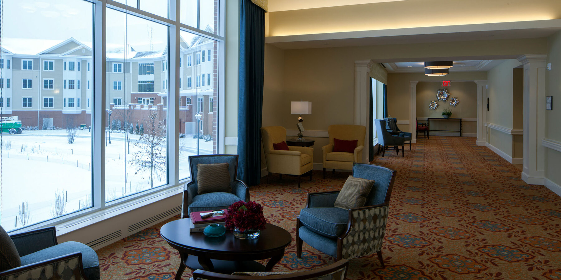 Chicago Senior Living Construction - Moorings Arlington Heights communal lounge area