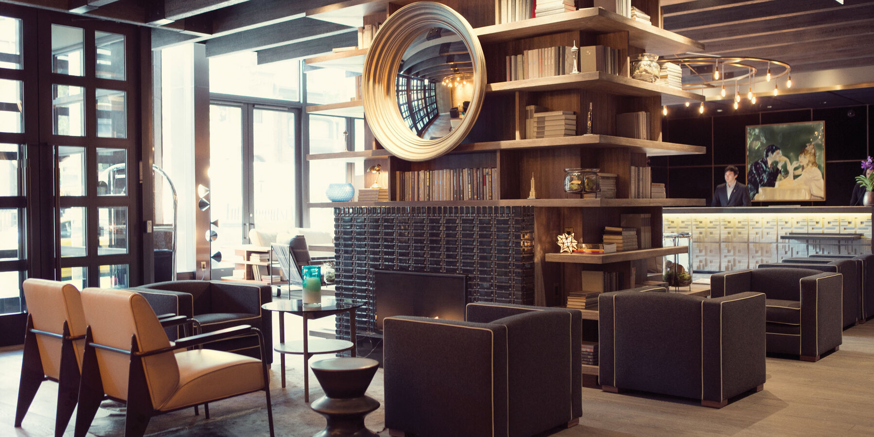 Luxury Hotel Construction | Thomspon Hotel Chicago lobby and reception with seating area