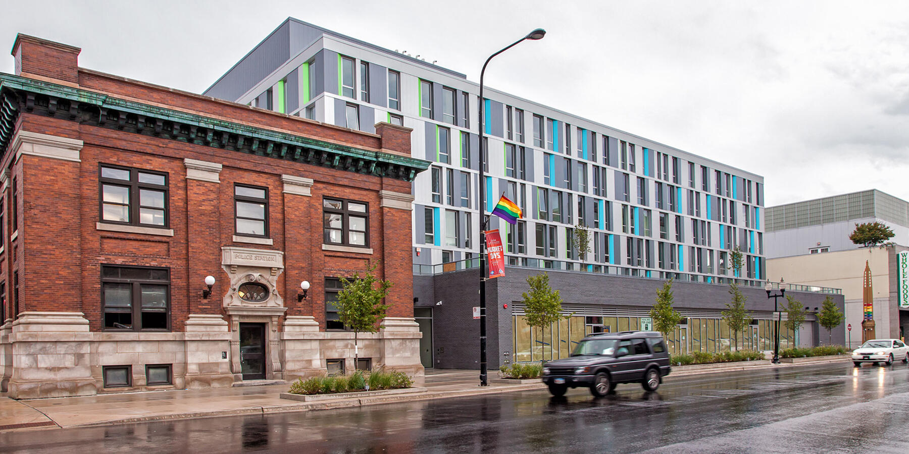 LGBTQ Senior Living Construction - Town Hall Apartments exterior full view facade