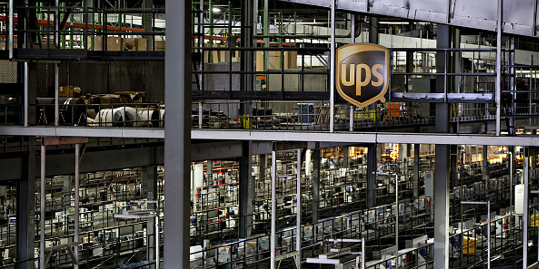 Industrial Construction Services - UPS Chicago Hub interior with UPS sign