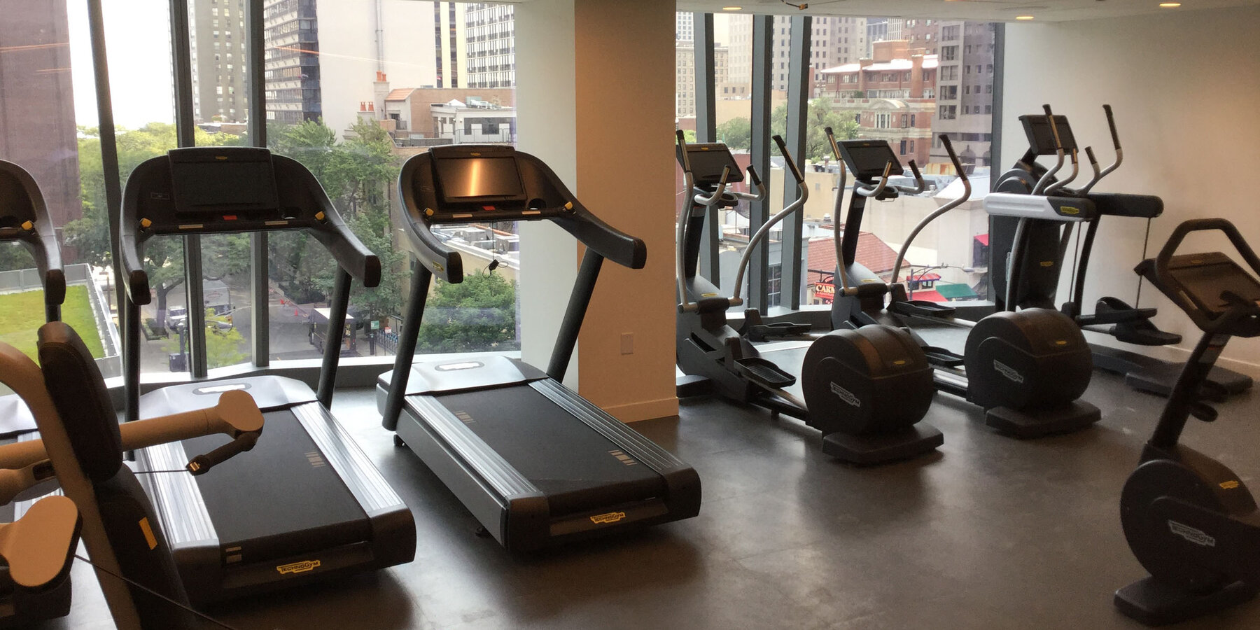 Hotel Construction & Remodeling - Viceroy Hotel Chicago workout area with city view