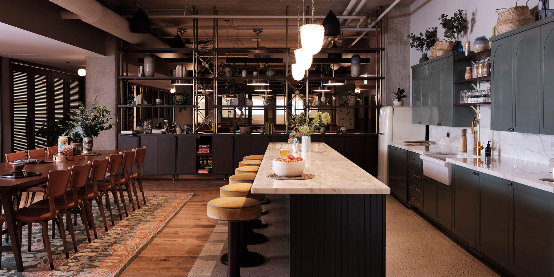 Corporate Interiors Construction - Working From_ Fulton Market interior kitchen