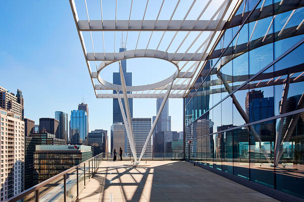 LEED Certified Office Construction Chicago - 625 W Adams exterior terrace angle view