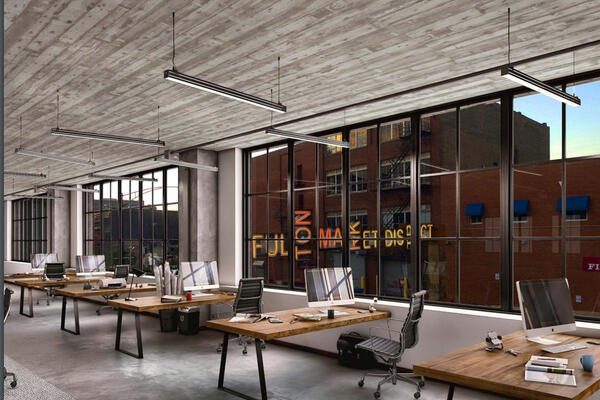 High End Office Construction Chicago - 811 W Fulton interior rendering