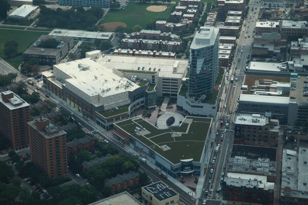 Urban Retail Center Construction - New City Chicago aerial view