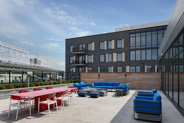 Apartment Construction - Residences at Addison & Clark exterior patio