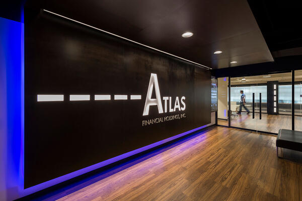 Interior Construction Company - Atlas Financial lobby 