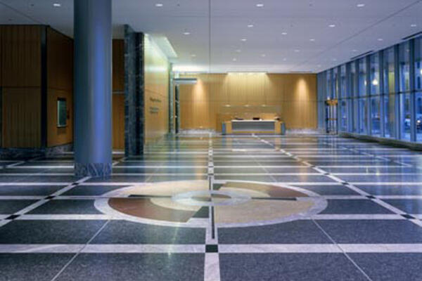 Award-Winning Office Construction - CTA Headquarters lobby floor design