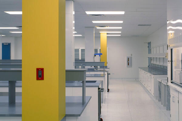 Life Sciences Construction Chicago - Fresenius Kabi lab workspace counters and storage