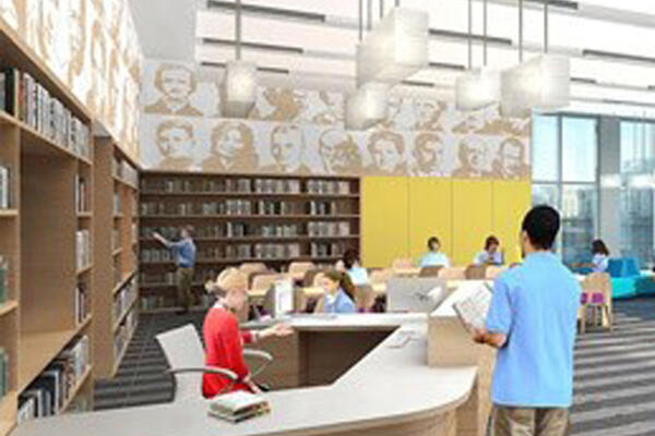 Chicago Top School Construction - Gems World Academy interior library rendering