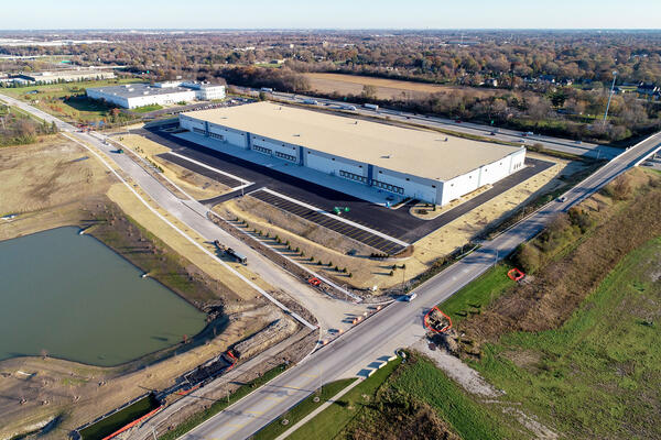 Industrial Construction - I88 and Mitchell Road Warehouse exterior aerial view