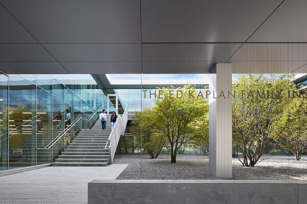 Education construction - IIT Ed Kaplan Institute exterior courtyard stairs