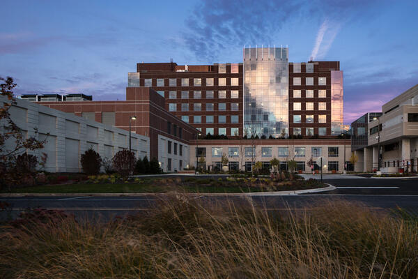 Healthcare Construction Management - Little Company of Mary exterior driveway at dusk