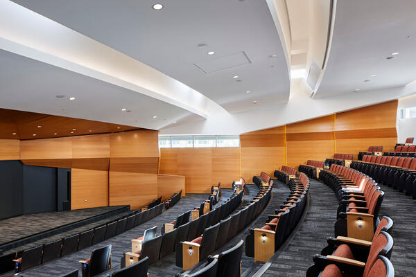 Life Sciences Construction Project - Loyola Chicago CTRE auditorium stage and theater seating