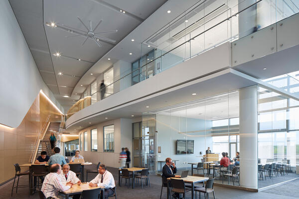 Life Sciences Construction Project - Loyola Chicago CTRE interior grand staircase and two-story atrium