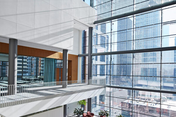 Higher Education Construction - Loyola Schreiber Center Quinlan School of Business two-story atrium