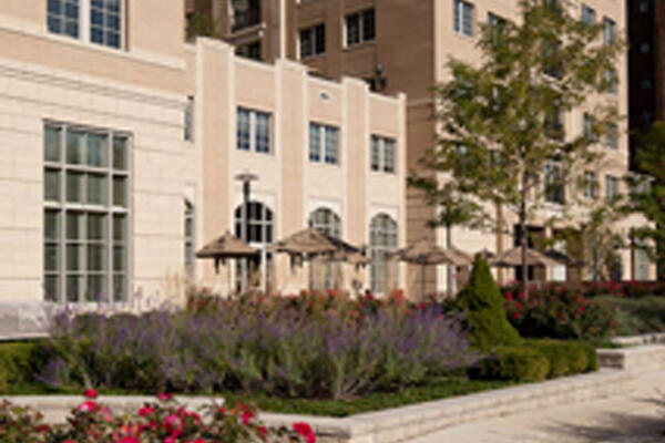Retirement Community Construction Project - The Mather exterior courtyard