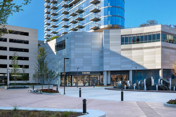 Urban Retail Center Construction - New City Chicago residential tower vertical view