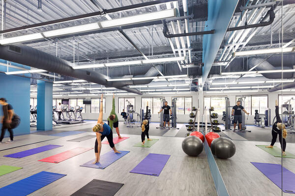 Corporate Office Construction - Northwest Crossings fitness center with open ceiling